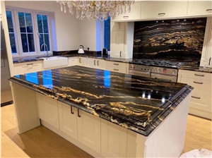 Exotic Granite Tiles With Golden Vein For Commercial Project