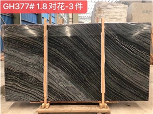 Polished Natural Black Bookmatched Marble Slab Tiles