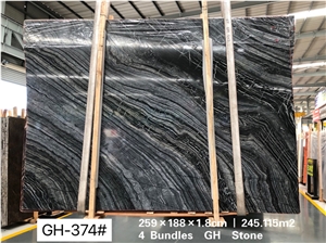 Polished Natural Black Bookmatched Marble Slab Tiles