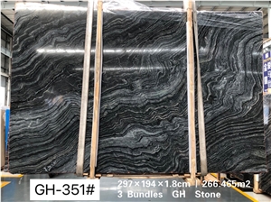 Polished Natural Black Bookmatched Marble Slab Tiles