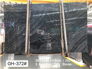 Polished Natural Black Bookmatched Marble Slab Tiles