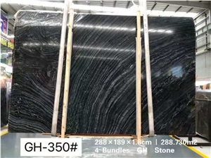 Polished Natural Black Bookmatched Marble Slab Tiles
