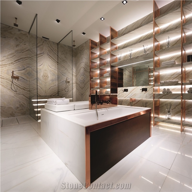 Beige Quartzite Slab And Tile For Floor A Nd Wall
