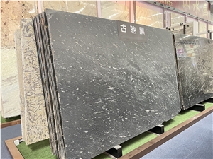 Black Quartzite Slabs And Tile Flooring Wall