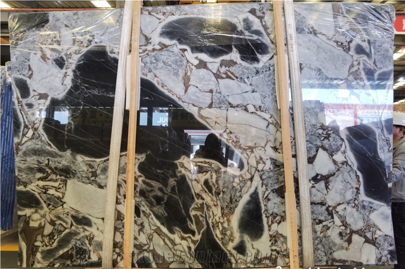 Luxury Blue Black Marble Slab