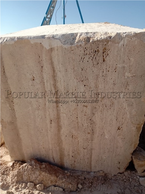 Beige Travertine Blocks, Pakistan Beige Travertine