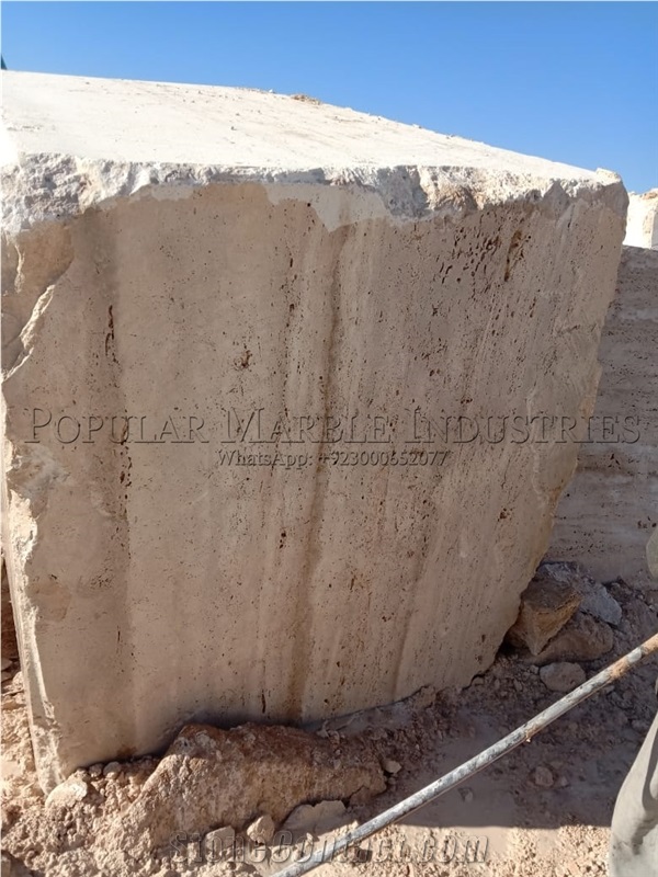 Beige Travertine Blocks, Pakistan Beige Travertine