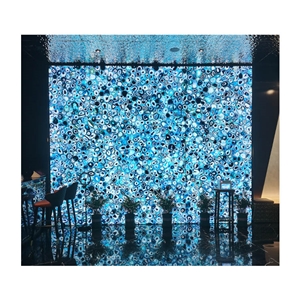 Luxury Gem Composite Wall Planel Blue Agate Slab