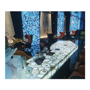 Luxury Gem Composite Wall Planel Blue Agate Slab