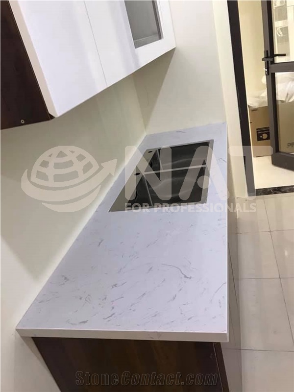 Viet Nam White Carrara Artificial Marble Kitchen Countertop