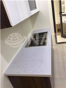 Viet Nam White Carrara Artificial Marble Kitchen Countertop