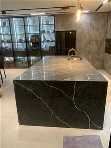 Vietnam Calacatta Black Artificial Marble - Nero Marquina Kitchen Top