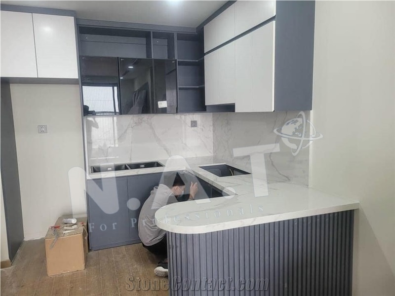Vietnam White Artificial Marble-Calacatta Binaco Quartz Kitchen Countertop