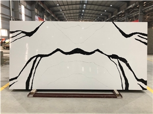 Newest Design Of Calacatta Quartz Slab 93% Quartz