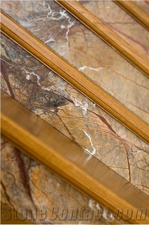 Rain Forest Brown Marble Staircase