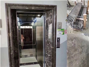 Brown Stone Elevator Door Arch Frame Marble Window Surround