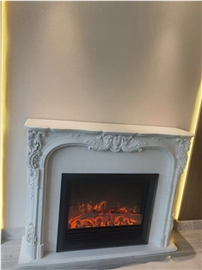 Carved Stone Modern Fireplace Marble Indoor Fireplace Mantel