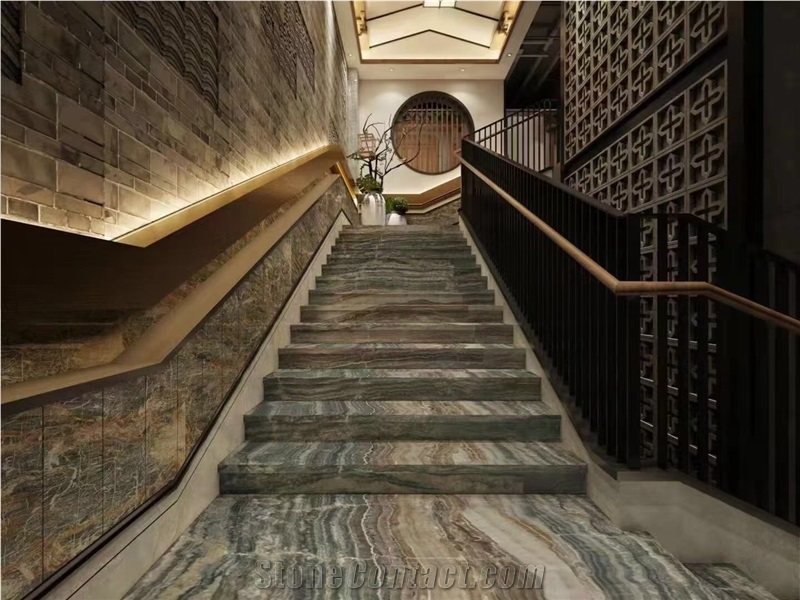 Interior Design Stone Stair Stpes Onyx Brown Staircase
