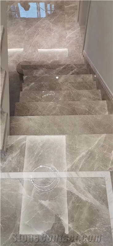 Interior Spiral Stone Staircase Marble Silver Grey Threshold