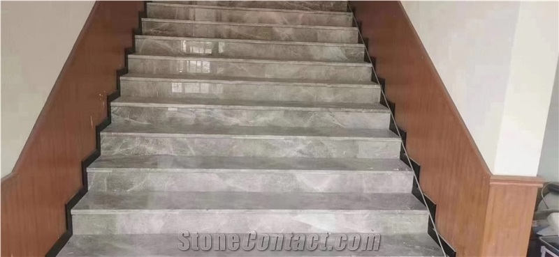 Interior Spiral Stone Staircase Marble Silver Grey Threshold