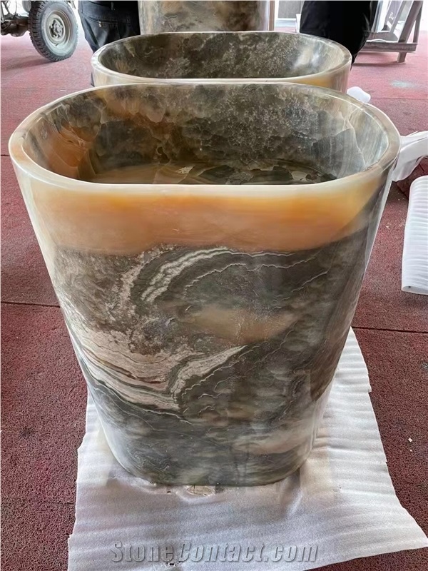 Interior Stone Bath Sink Marble Verde Alpi Pedestal Basin