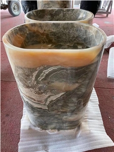 Interior Stone Bath Sink Marble Verde Alpi Pedestal Basin