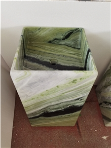 Interior Stone Bath Sink Marble Verde Alpi Pedestal Basin