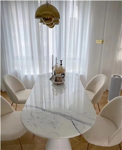 Interior Stong Dining Table Oval Calacatta Office Furniture