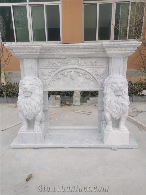 Marble Outdoor Fieplace Mantel Sculptured Carrara Fireplace