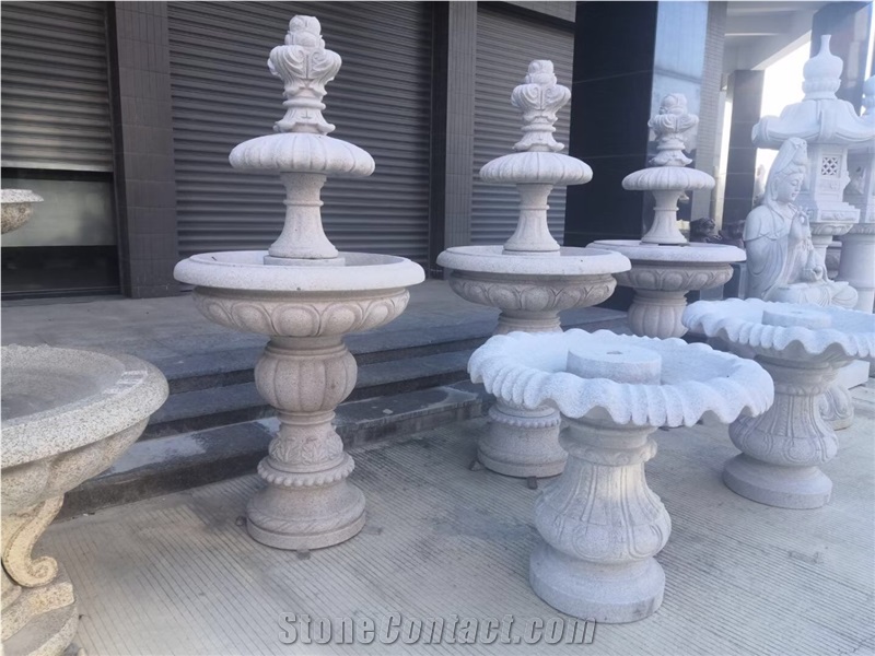 Sculptured Stone Angel Water Features White Jade Bird Bath