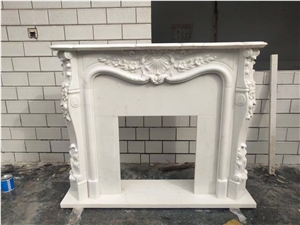 Sculptured Stone Indoor Fireplace Marble Modern Mantel