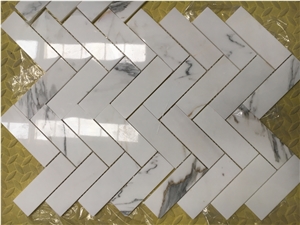 Stone Design Mosaic Tile Marble Thassos Chevron Mosaic Floor