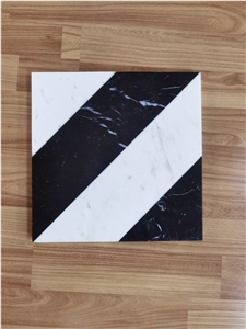 Stone Water-Jet Mosaic Design Marble Chevron Mosaic Tile