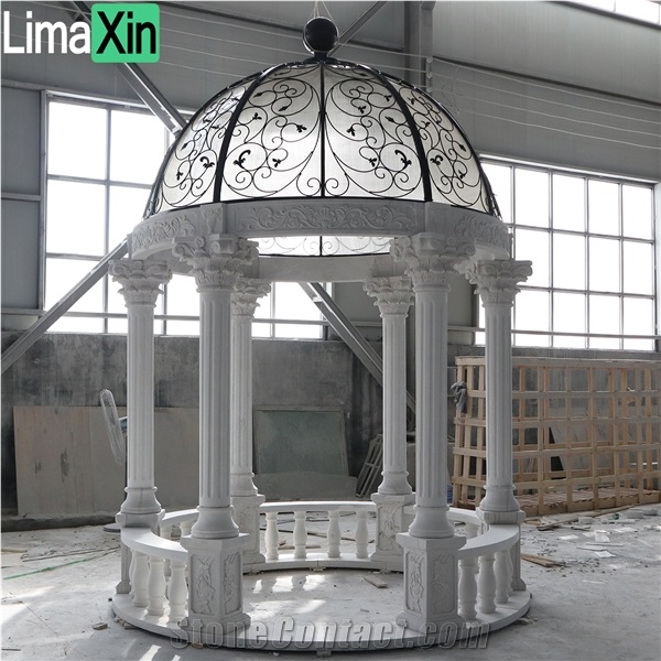 Brand New Hand Carved White Marble Garden Gazebo