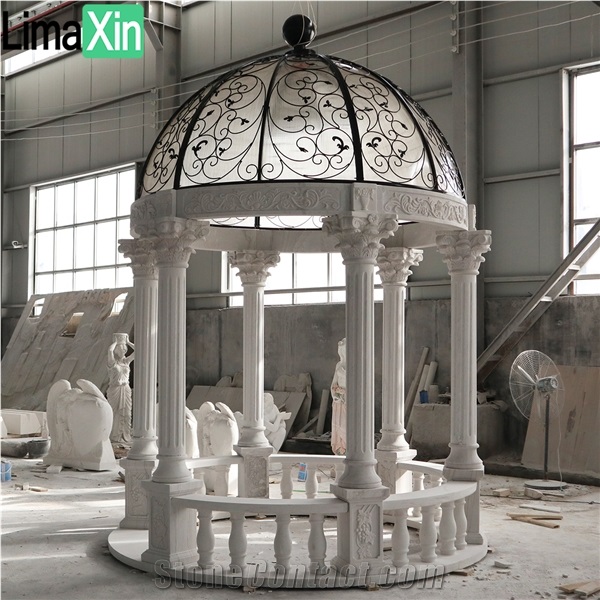 Brand New Hand Carved White Marble Garden Gazebo