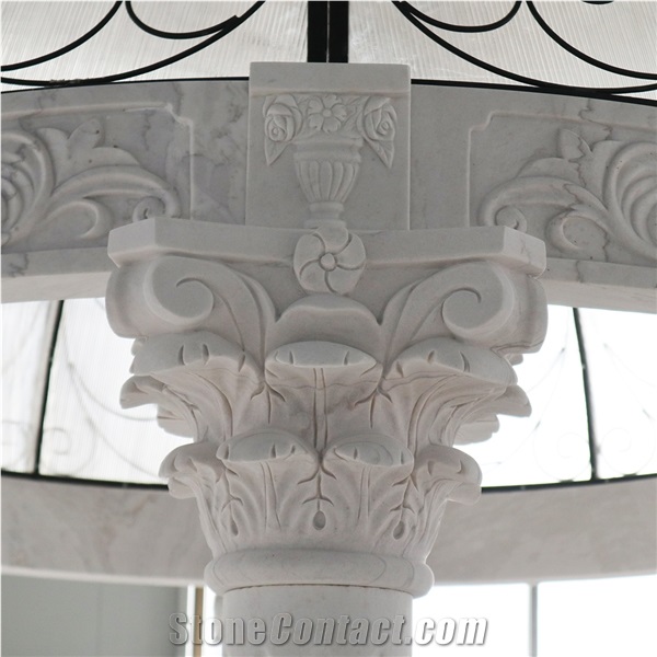 Brand New Hand Carved White Marble Garden Gazebo