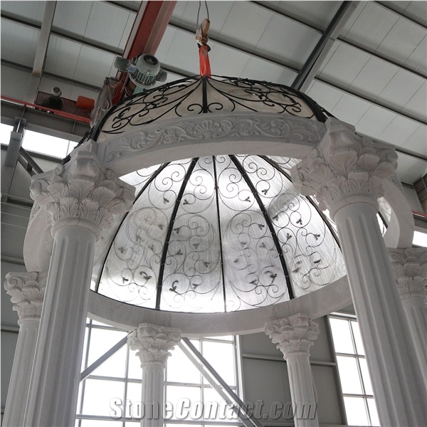 Brand New Hand Carved White Marble Garden Gazebo