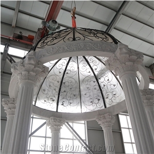 Brand New Hand Carved White Marble Garden Gazebo