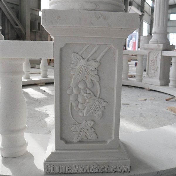 Brand New Hand Carved White Marble Garden Gazebo