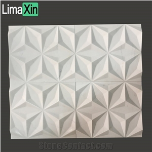 CNC Machine Carved Natural White Marble 3D Wall Decor Panel