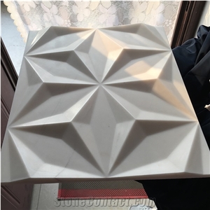 CNC Machine Carved Natural White Marble 3D Wall Decor Panel