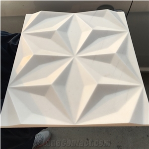 CNC Machine Carved Natural White Marble 3D Wall Decor Panel
