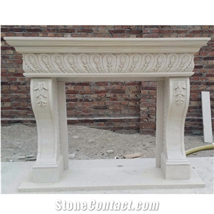 Factory Supply Unique Design Beige Sandstone Fireplace