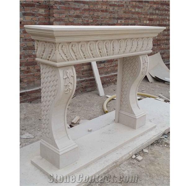Factory Supply Unique Design Beige Sandstone Fireplace