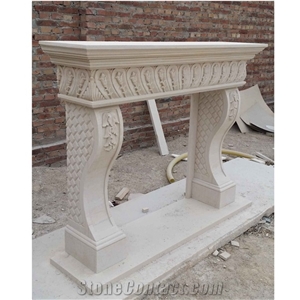Factory Supply Unique Design Beige Sandstone Fireplace