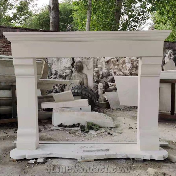Factory Supply Unique Design Beige Sandstone Fireplace