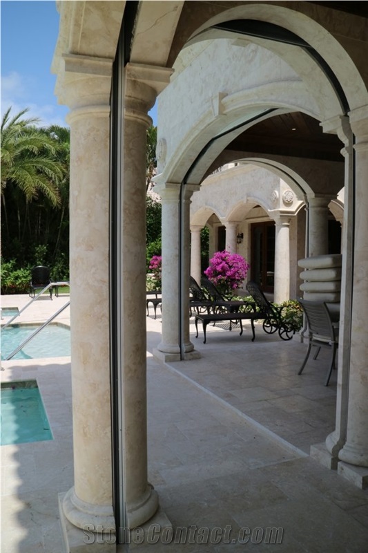 Beige Limestone Doric Columns