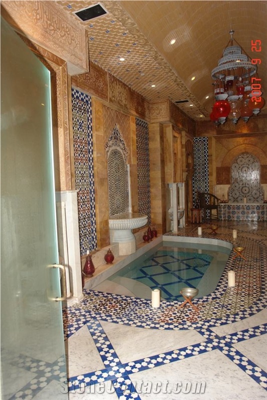 Hammam Wall Fountain With Waterjet Medallion