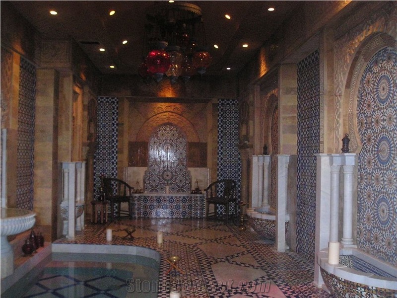 Hammam Wall Fountain With Waterjet Medallion