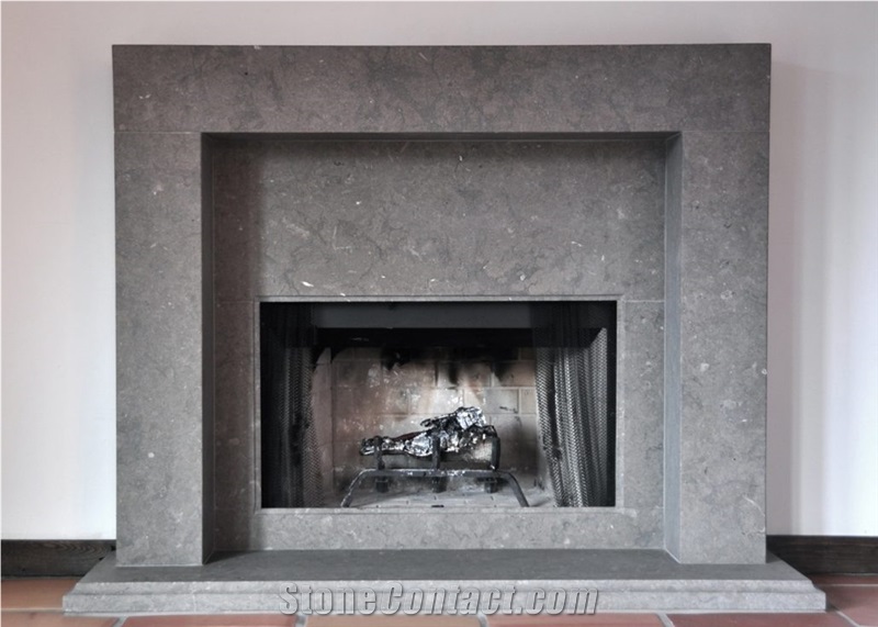Modern Style Grey Marble Fireplace Mantel